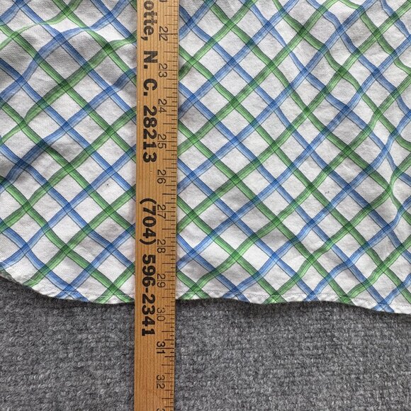 Banana Republic Shirt Mens  L Blue‎ Green Checkered Classic Fit Button Preppy - Picture 11 of 12